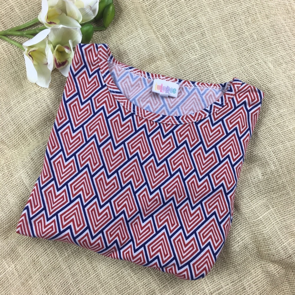 LuLaRoe Irma Top Shirt Tunic Womens Red White Blue